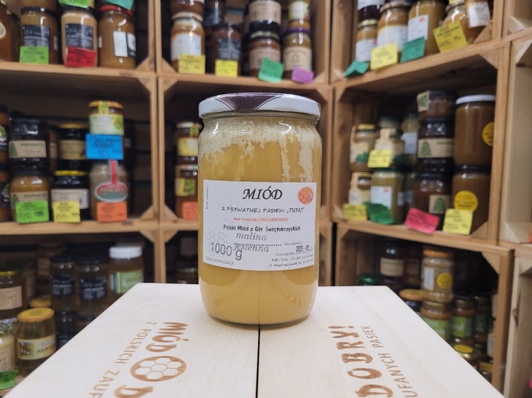 Miód z maliny jesiennej 1000g skrystalizowany