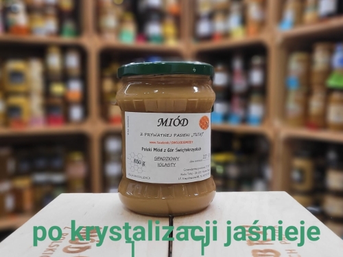 Miód ze spadzi iglastej jodłowej z Gór Świętokrzyskich 650g rocznik 2024 skrystalizowany