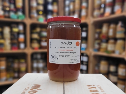 Miód z nektaru maliny leśnej 1000g płynny
