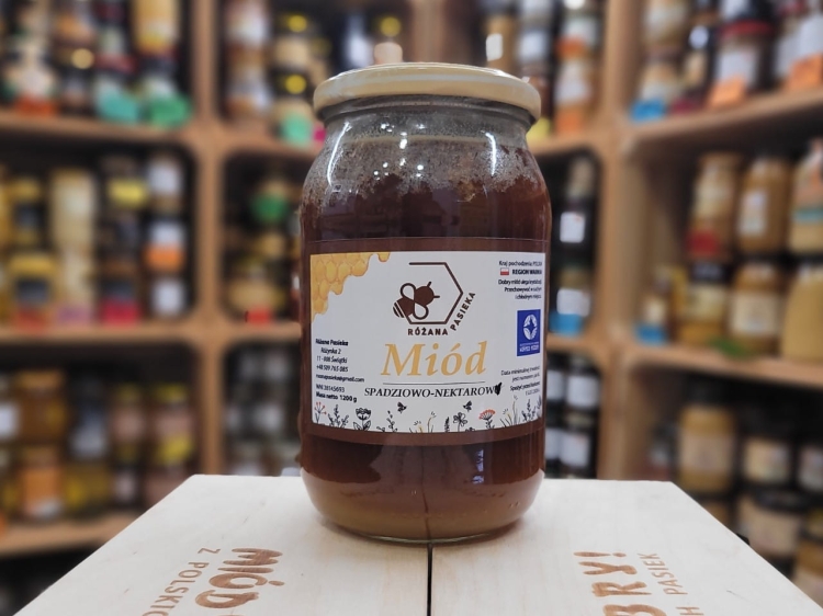 Miód Spadziowo-Nektarowy Wiosenny z Warmii 1200g skrystalizowany