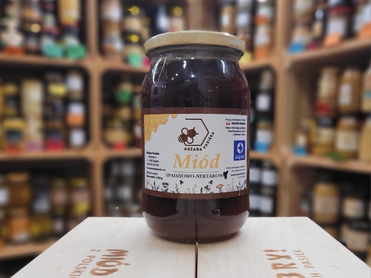 Miód Spadziowo-Nektarowy Wiosenny z Warmii 1200g płynny