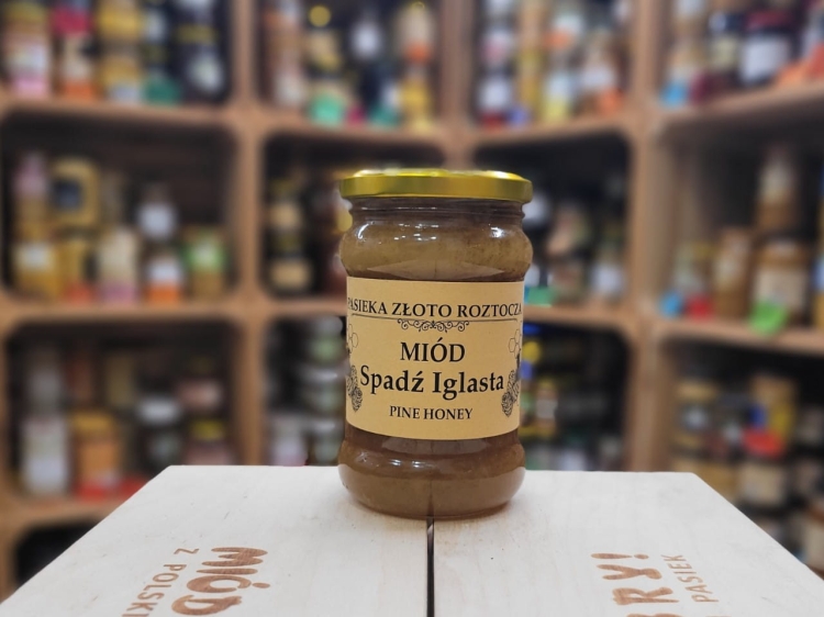 Miód mocno spadziowy, późny zbiór, z września 400g skrystalizowany