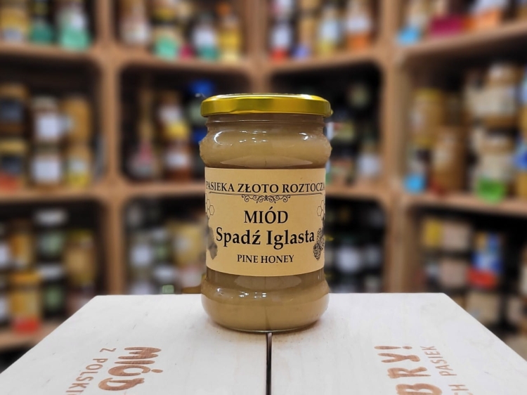 Miód mocno spadziowy, późny zbiór, z września 400g skrystalizowany