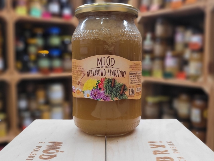 Surowy Miód Spadziowo-Nektarowy z Podkarpacia 1200g skrystalizowany