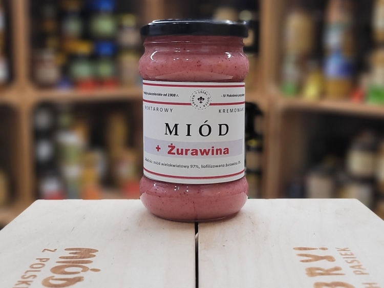 Miód kremowany z żurawiną 400g