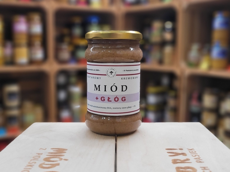 Miód z mielonym owocem głogu 400g