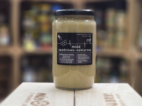Miód spadziowo-nektarowy leśny z Lubelszczyzny, z Roztocza, z nadburzańskiej pasieki wędrownej, 1000 g