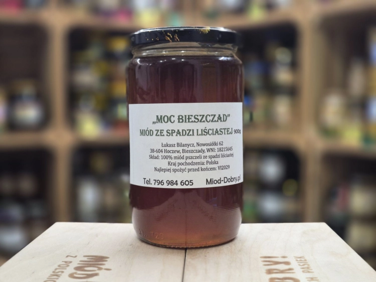 Miód spadziowy liściasty z Bieszczad 900g