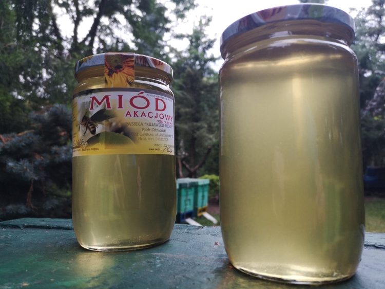 Miód tak akacjowy jak to tylko możliwe w naturze (pszczoła zawsze zbierze trochę nektaru z czegoś innego)