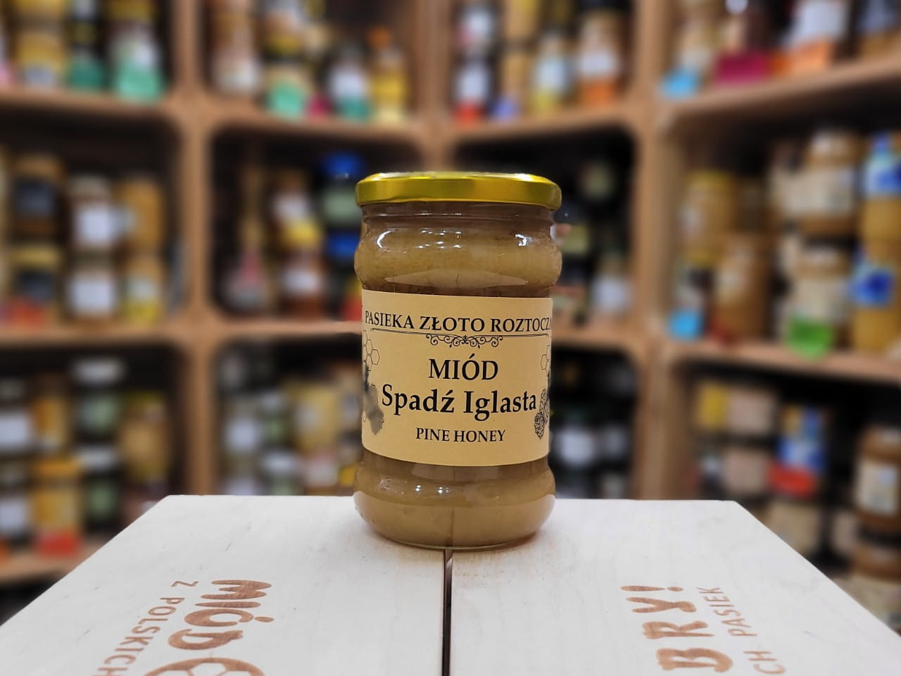 Miód mocno spadziowy, późny zbiór, z września 400g skrystalizowany